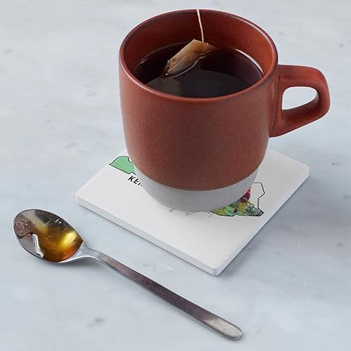 Miniatura 4 de Posavasos del estado de Kentucky, decoración del hogar, posavasos de cerámica individual, portavasos cuadrado individual de 4 pulgadas, respaldo de