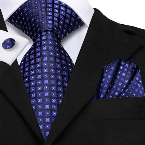 Image of Dubulle Mens Tie and Lapel Pin Paisley Striped Floral Necktie for Men Pocket Square Cufflinks 4PCS Set Wedding Party