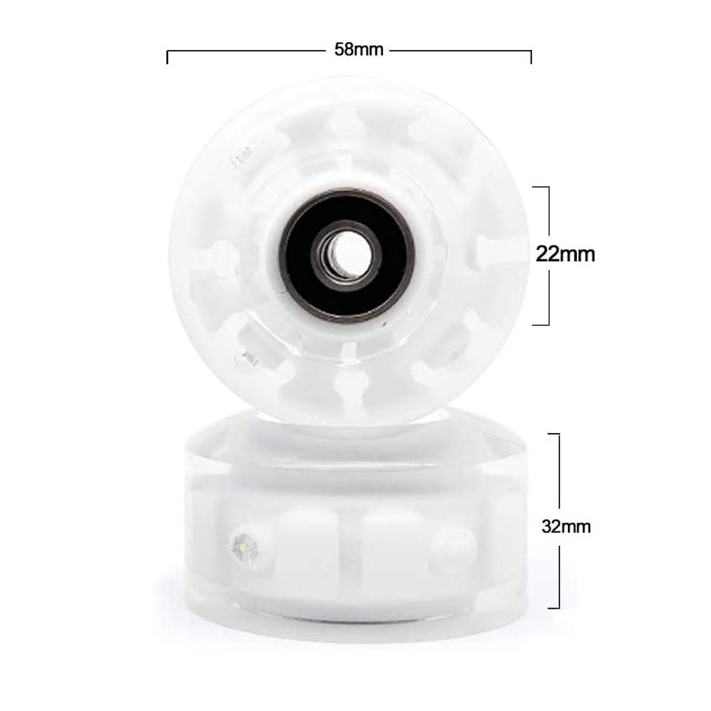8 Paquet Roues pour Patins à roulettes Lumineuse avec Roulements ABEC-9 Installés 32mm x 58mm Roues de Patin à roulettes Quad pour Le Patinage à Double Rangée (Blanc)