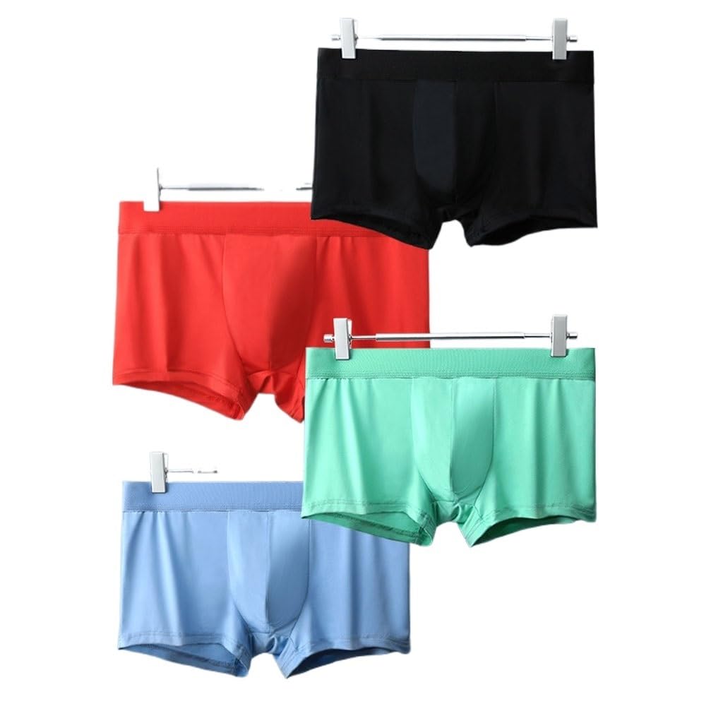Sous-vêtements soie glacée homme XL - Boxer léger fin couleur unie angle plat