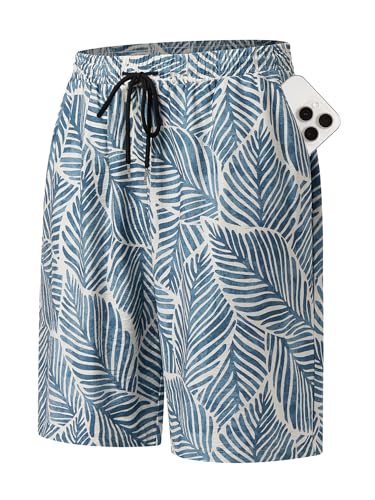 Hardaddy Men's Hawaiian Beach Shorts Lightweight Elastic Waist Lounge Pants for Travel & Sleep