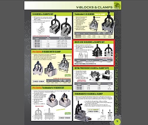 Hhip 3402-0112 Mulit-Use V-Blocks & Clamps Set,Grey,2.5" X 2.75" X 2" #TOP7