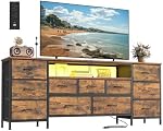 SONGMICS BELLAH Collection - TV Stand pour les téléviseurs Jusqu'à 70 Pochettes, commode pour chambre, salon, coffre de tiroirs, acier, 11 Tiroirs et plateau, industriel, brun rustique ULGS043K101S