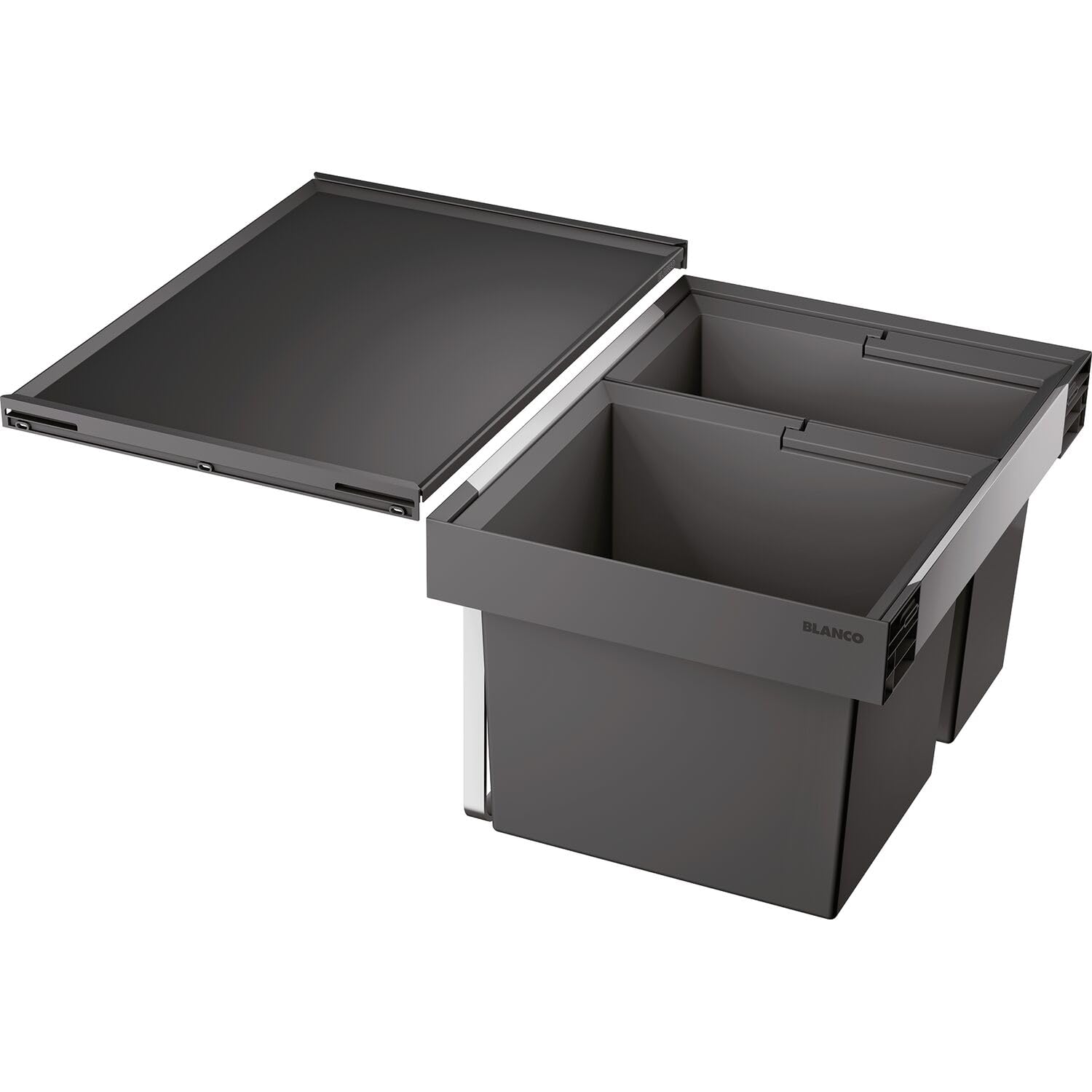 BLANCO FLEXON II 60/2 | Abfall Müllsystem | für 60 cm breite Unterschränke | zum Einbau in Schubladen | 1 x 30 Liter und 1 x 19 Liter Eimer | Minimale Einbauhöhe: 355mm | [56,2x40x37,1 cm]