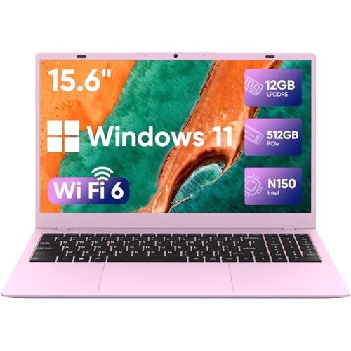 Pink Laptop with Office Pro Plus 2024, N150 Processor, Up to 3.6 ...