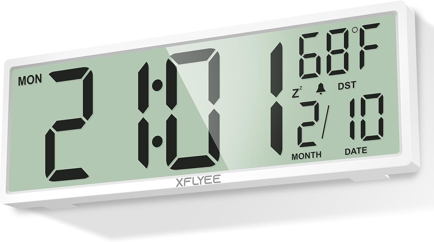 14.5'' Large Digital Wall Clock Battery Operated with Jumbo Numbers, Auto DST, Day, Date, Alarm, Temperature for Living Room, Bedroom, Desk Decor, Gift, LCD Screen Display Easy to Read and Set