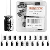 Throzzik 1000uF 10V 8 * 12mm 20pcs Electrolytic Capacitor 1000 uF MFD 10 Volt 0.32 * 0.47in Aluminum Capacitors