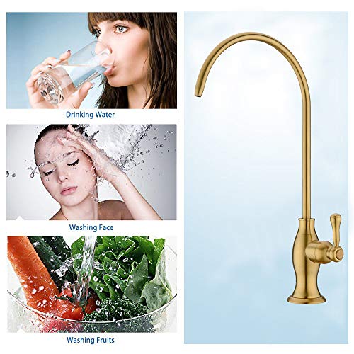 Brushed Gold Drinking Water Purifier Faucet With Soap Dispenser For Kitchen Sink #TOP1