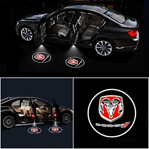 PATRICON 4-Pack Wireless Car Door Led Welcome Light Projector for Dodge Accessory, No Drill Type Logo Light Ghost Shadow Light Lamp (Size 2)