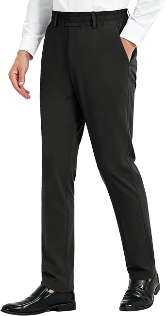 LETAOTAO Mens Elastic Waist Pants for Seniors High Stretch Expandable Waist Pants for Elderly with Magnet Button