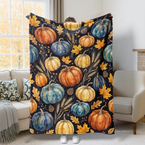 Jeté de lit citrouilles d'automne plaid feuille de blé couverture compacte voiture - 2