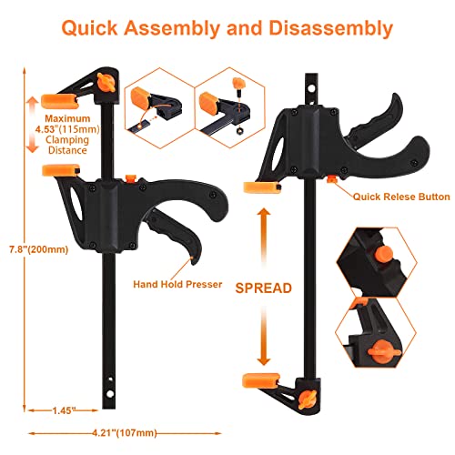 Corner Clamps For Woodworking 2 Pack 90 Degree Right Angle Clamps, Single Handle Corner Clamps With Adjustable Swing Jaw, Right Angle Clip Clamp Tool With 2 Bar Clamps #TOP3