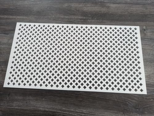 Wooden mesh Decorative Panel, Wall partition, Radiator Cover Grille, Cut-Outs, Kitchen Furniture, Laser Cut in 3mm Thick MDF (Size 1200mm x 620mm) Diamond Pattern D5. Made in The UK. (Primed White)