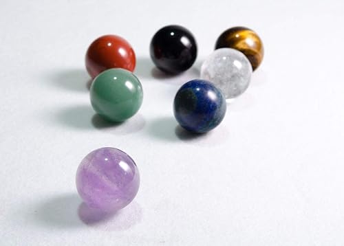 Miniatura 7 de Un juego de bolas de piedras preciosas de reiki de cristal curativo de cuarzo pulido natural para decoración y Feng Shui (0.78 pulgadas - Chakras