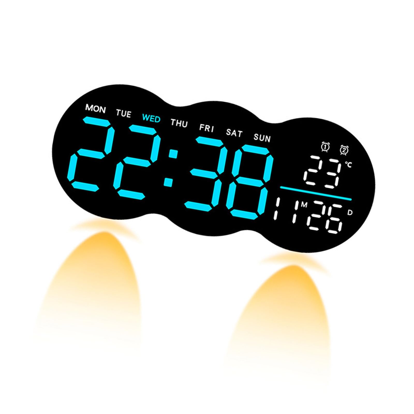 Orologio da Parete Digitale A LED con 2 Luminosità Regolabile del Telecomando per Temperatura Allarme E Timer per Casa
