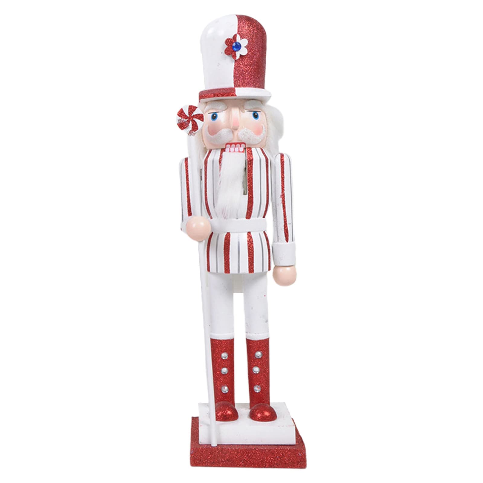 Buxuaaaa Candy 38Cm Merry Christmas Decorations Cake Figurine Wooden Soldier Puppet Ornament For Indoor Winter Table Christmas Soldier Ornament