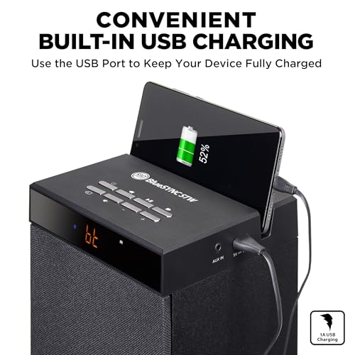 Image of GOgroove Bluetooth Tower Speaker with Subwoofer Built in - Floorstanding Home Speaker with Powerful Bass and Dual Drivers, 120W Peak Power, MP3 3.5mm Aux, USB 2.0 Port Flash Drive, FM Radio (Single)