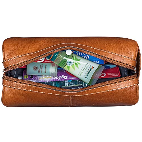 STILORD 647 Kulturtasche Leder Cognac