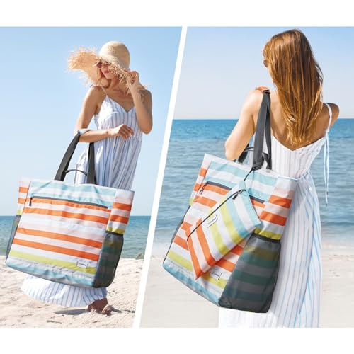 Image of G4Free Beach Bag, Waterproof Sandproof Beach Tote Bag, Large Capacity Foldable for Women