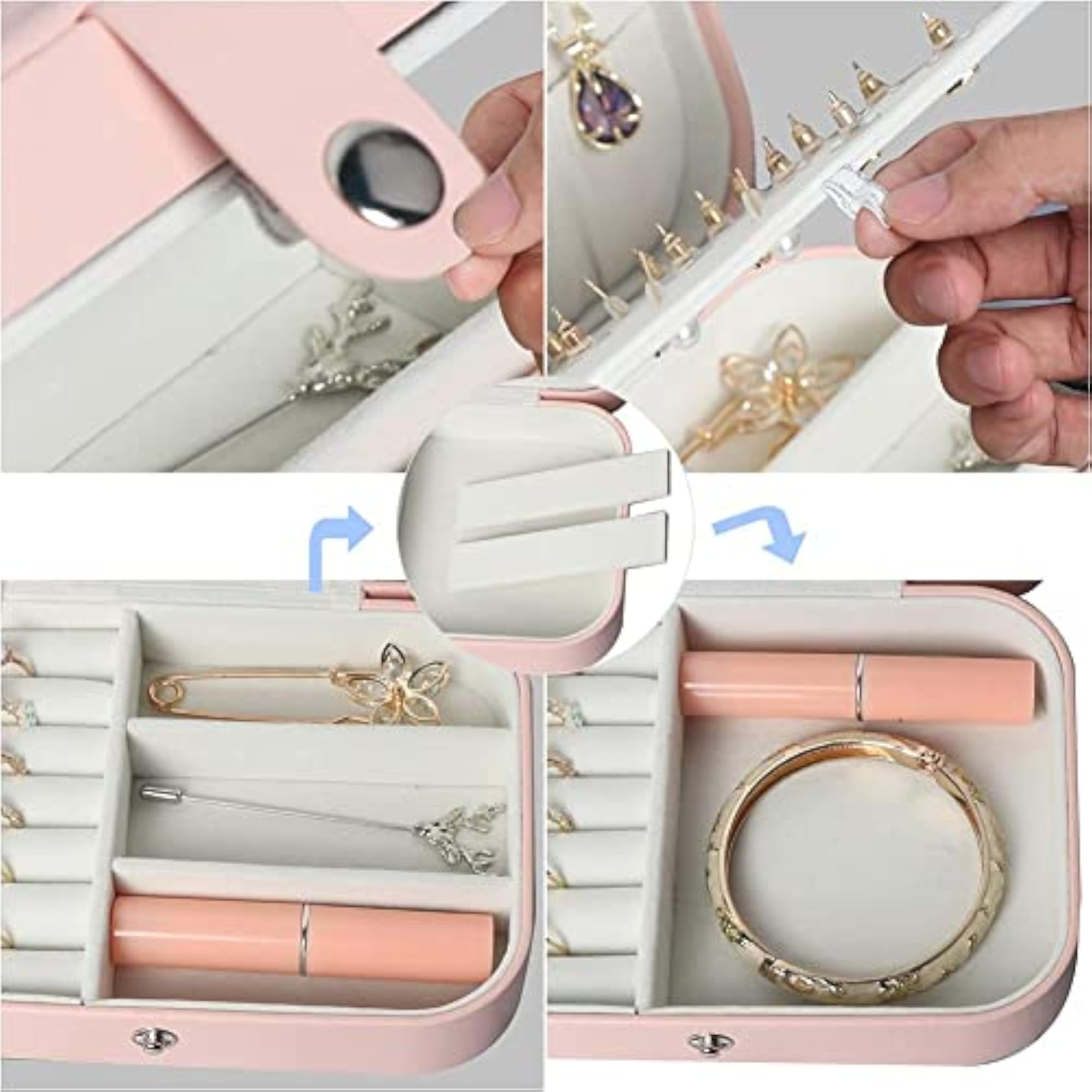 Portable Travel Jewellery Organizer Box for Rings, Earrings