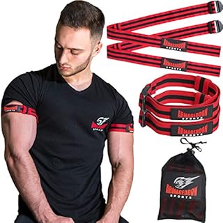 ARMAGEDDON SPORTS Blood Flow Restriction Bands for Training Arms and Legs - Kaatsu Inspired, Revolutionary Effective for Increased Muscle Grow and Pump, 4 Pack (2 Arms & 2 Legs with Carry Pouch)