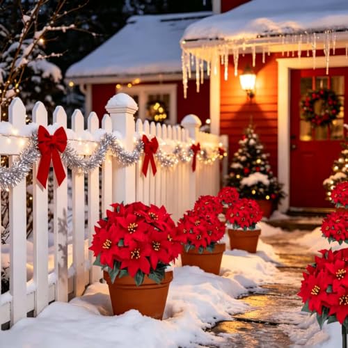 3Pcs Artificial Flowers for Outdoor Geraniums Fake Plants Christmas Decor - image 3