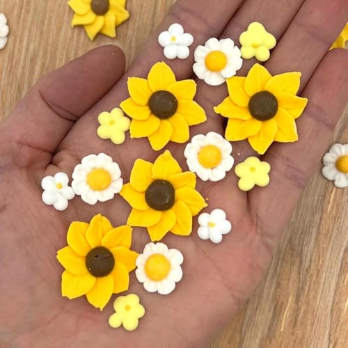 Sunflower & Daisy Icing Flowers – Edible Royal Icing Toppers