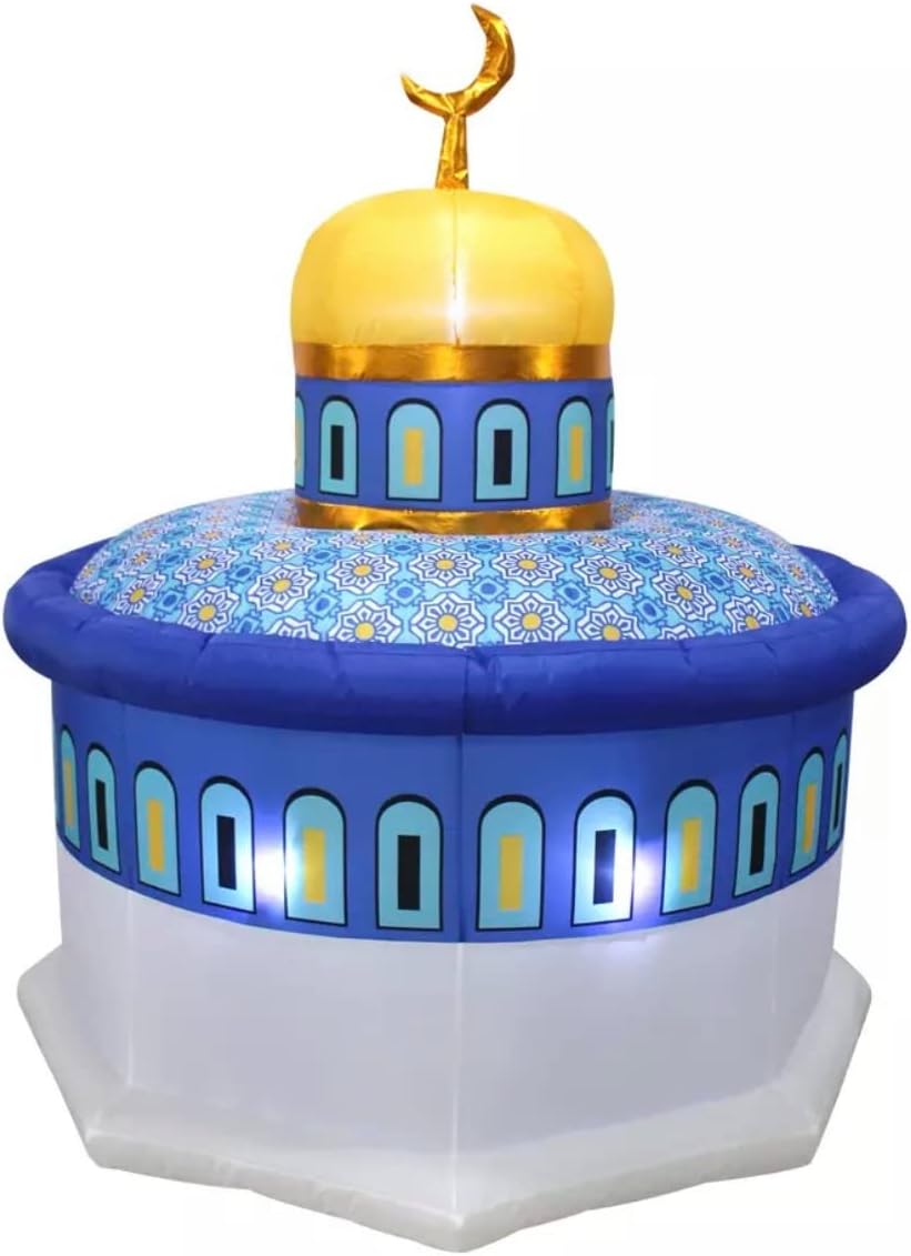 Inflatable Islamic 6FT Ramadan Kareem Blue Mosque. Ramadan Blow Up Yard Decorations for Home Holiday Party Indoor, Outdoor, Yard, Garden, Lawn Decor. with LED Lights. Dome of The Rock