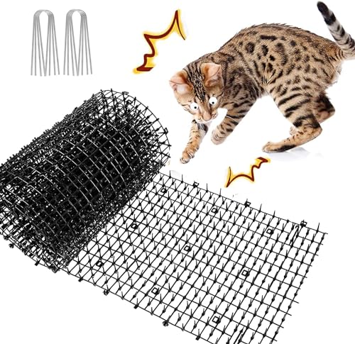 200CM*28CM Tappetino Repellente per Gatt con Spine Morbide, Tappeto Anti-Gatto con 8 Chiodi da Giardino per Impedire Domestici, Adatto ai Giardini Interni ed Esterni