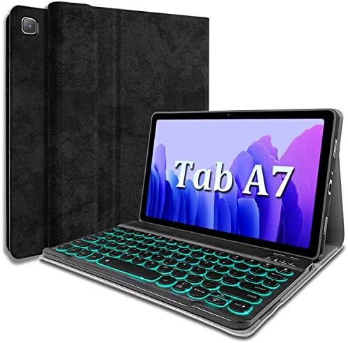 Wineecy Galaxy Tab S6 Lite 10.4 2020 Backlit Keyboard Case SM-P610 / P615, Round Key 7 Colors Light Detachable Wireless Keyboard with PU Cover for Samsung Tab S6 Lite 10.4 (Galaxy Tab S6 Lite, Black)