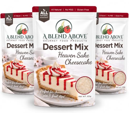 A Blend Above Heaven Sake Cheesecake Mix - No-Bake Dessert, All Natural, Gluten Free, No MSG - Instant Dessert Mix, Fruit Dip, Bagel Topping, Frosting, Cheesecake Filling - Makes 16 Oz (Pack of 3)