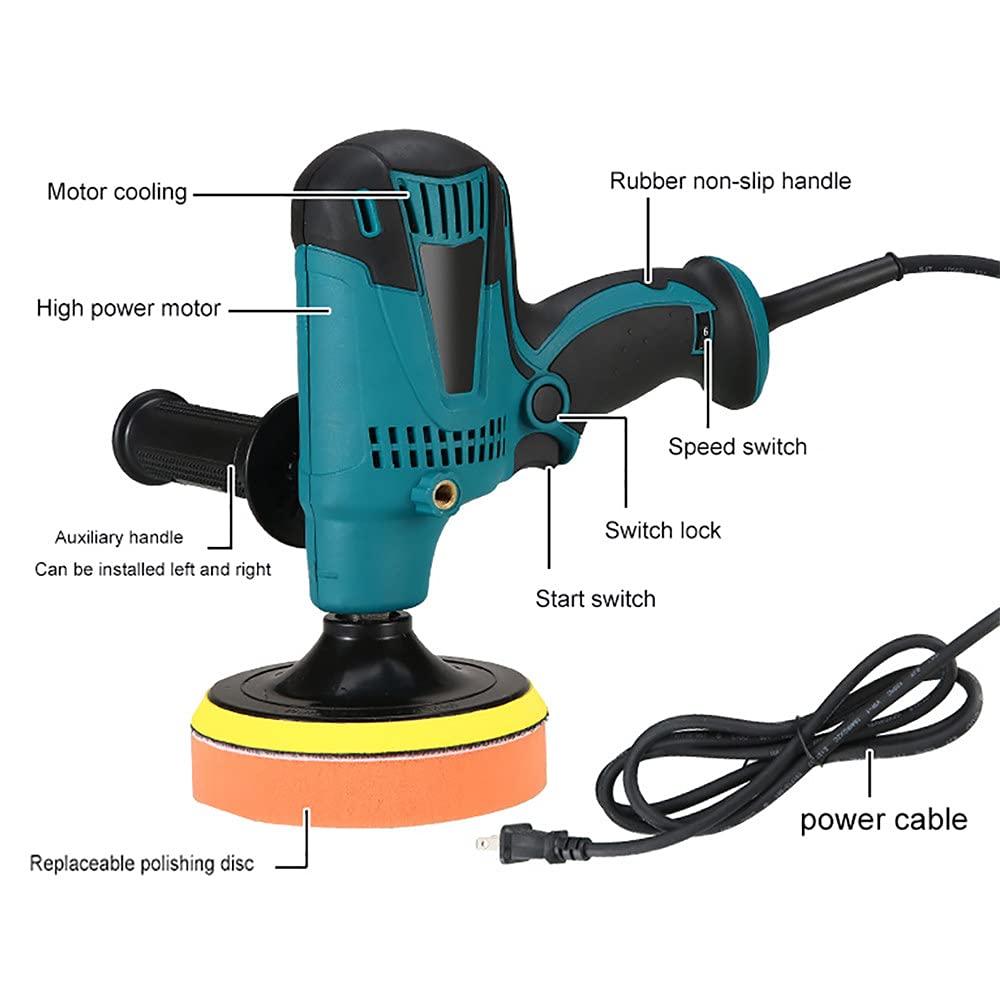 LJJ Lucidatrice Professionale 1200W con Disco lucidante, 6 velocità Variabili
