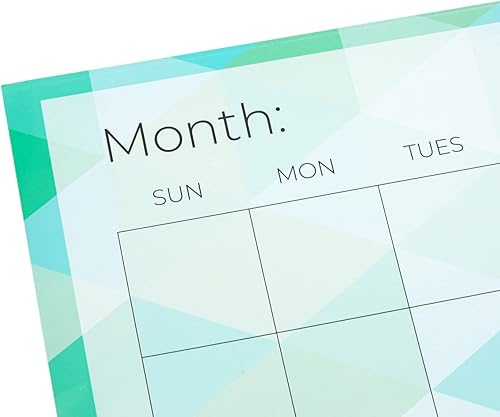 Miniatura 6 de Paper Junkie Paquete de 6 calendarios mensuales adhesivos sin fecha, calendario reutilizable de borrado en seco para pared, recordatorios de horario