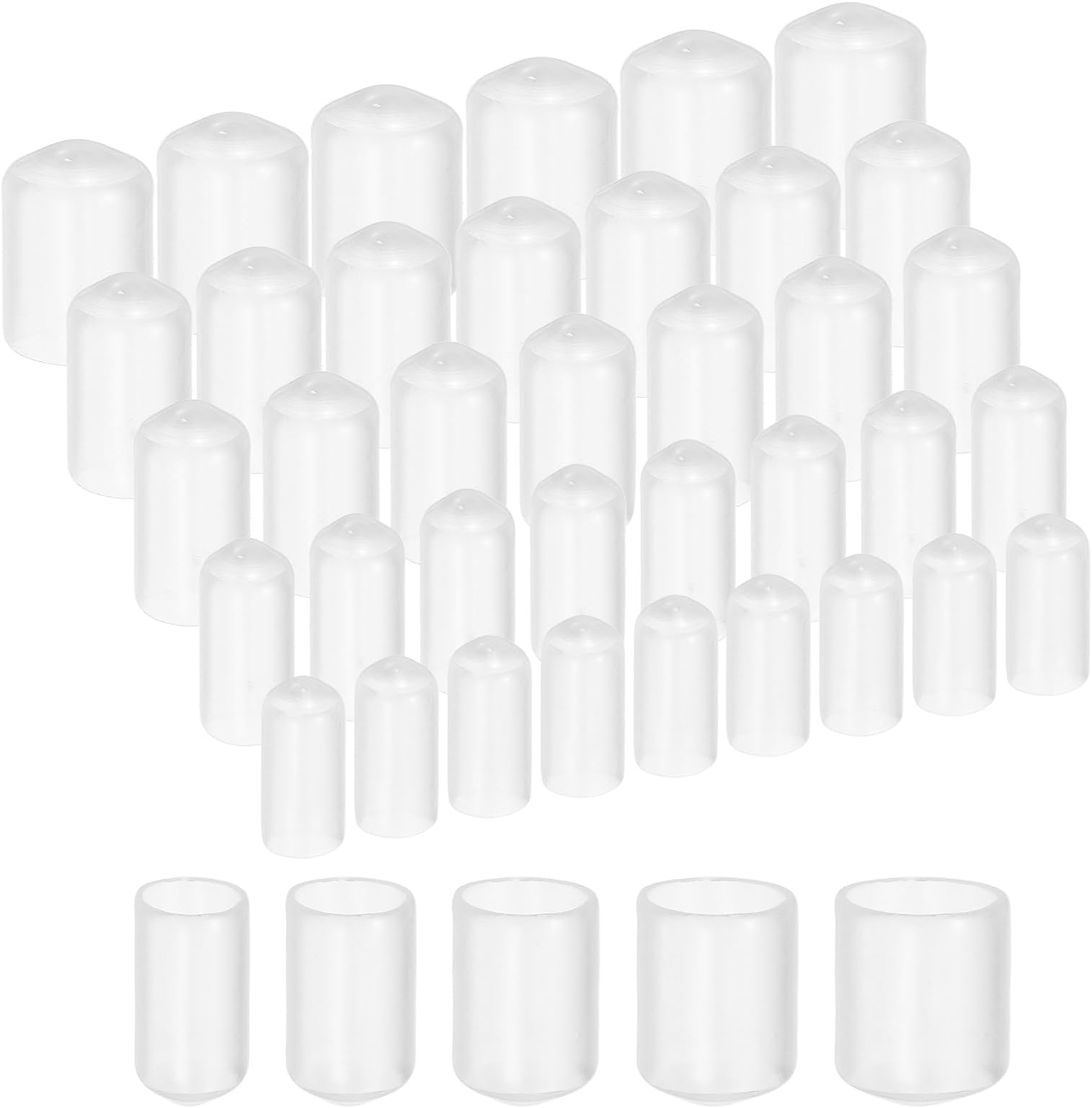 sourcing map 100pcs Round Rubber End Caps Protective Caps 7mm 9mm 11mm 13mm 15mm Clear Screw Thread Protectors