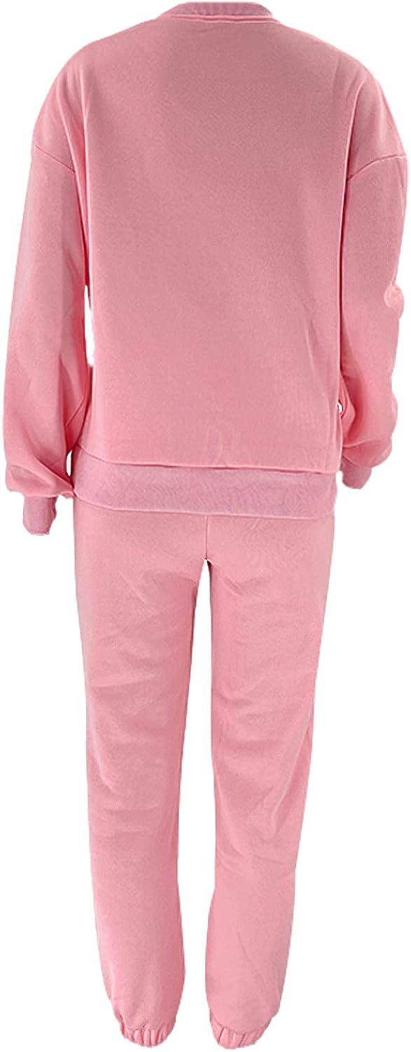 Women's Pullover Tracksuit Fleece Sweatshirt Jogging Pants 2 Pieces Sweatsuits - Image 4