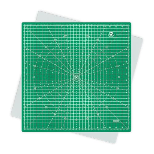Headley Tools 17"x17" Rotating Cutting Mat, Self Healing Mat with 360-Degree Rotation & Anti-Slip Base, Sewing Board Cutting Mat Perfect for Fabric Quilting Leather Hobby Project, Green