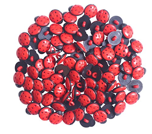 Yaka 150 Pieces Cute Cartoon Ladybug Garden Insect Design Of Medium Size Round Popper Shank Sewing Craft Buttons Made Of Acrylic Resin For Sew Accessories Scrapbooking Clothing Red & Black Colors #TOP10