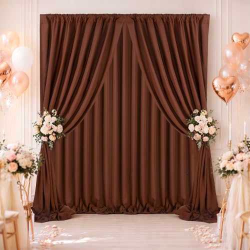 Image of SoarDream Polyester Brown Backdrop Curtains - 5ft x 10ft 4 Panels Ideal for Weddings Birthday Parties Photography Events