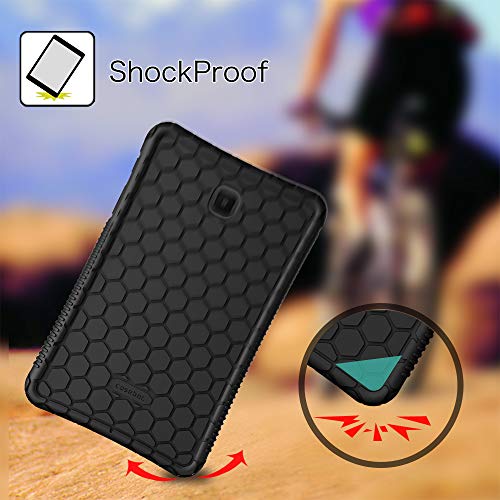 Fintie Silicone Case For Samsung Galaxy Tab A 8.0 2018 Model Sm-T387, [Honey Comb Series] [Kids Friendly] Light Weight Shock Proof Protective Cover, Black #TOP6