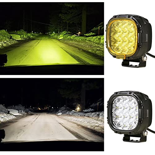 Biglion.x 4 Inch Pair 160W Round Led Offroad Lights Super Bright Driving Offroad Pod Lights Fog Lights Work Light Bumper Light Pods With Amber Covers Wiring Harness For Pickup Trucks Suv Utv Atv #TOP1