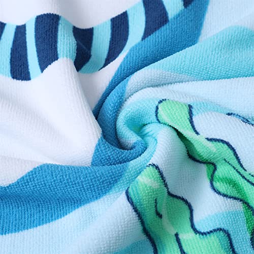 Image of Kids Beach Towels with Hood Toddlers Hooded Towel Poncho Swim Cover-ups with Storage Bag, Blue Shark