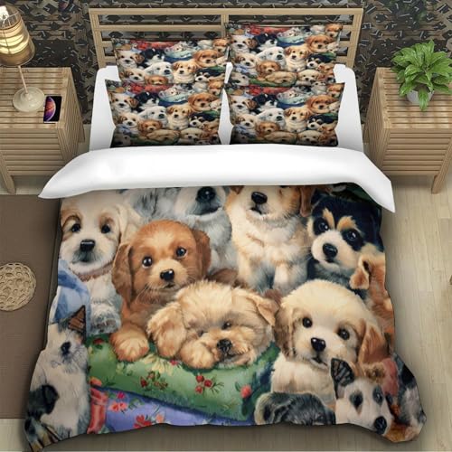 Housse de couette chiot 3D microfibre avec fermeture éclair - 5