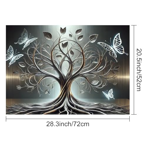 Image of HOMETITUTE Silver Butterfly Tree of Life Stove Covers 28x20 Diatomite Mat