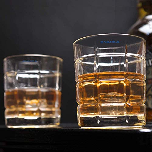 Image of SYANKA Italian Premium Square Design Big Glass Whiskey Glasses Set of 2, Clear, 310ml