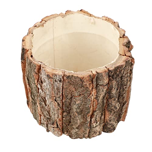 balacoo Bark Flower Pot Hollow Log Planter Waterproof Handmade for Decor for Mother's Day Present