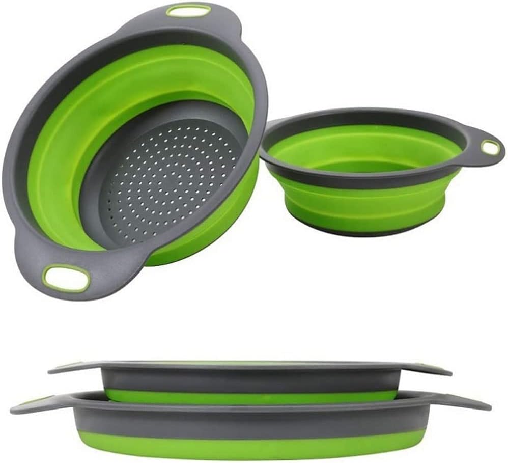 O Ozone 2 in 1 Foldable Silicone Kitchen Strainer [ Rice Strainer, Pasta Strainer, Vegetable Strainer, Fruits Strainer ] [ Heat Proof ] [ Food Grade Material ] Colander (Pack of 1)
