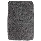 DILUMA | Badematte 70x120 cm Grau | Badteppich | Flauschiger Hochflor, Weich, rutschfest, Saugstark
