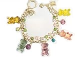 Betsey Johnson Gold-Tone Crystal Pastel Gummy Bears Charms Bracelet