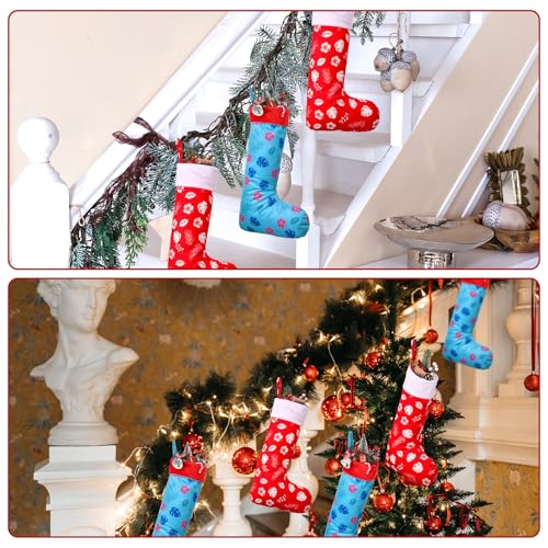 Seematn 2 Pcs 18\'\' Cartoon Christmas Stockings Personalized Hanging Xmas Stockings Christmas Decorations Ornament for Xmas Tree Indoor Home Decor Holiday Party(Flowers and Leaves)