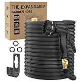 Garden Hose 75ft,Expandable Flexible Garden Hose Leak-Proof with 40 Layers of Innovative Nano Rubber,2024 Version/New Patented, Lightweight, Durable, 3/4' Solid Brass Fittings (75FT, black)